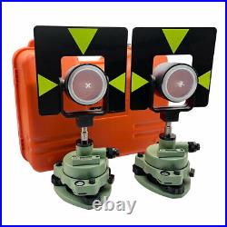 GREEN SINGLE PRISM SET FOR LEICA TOTAL STATION SURVEYING, 2 sets in 1 Container