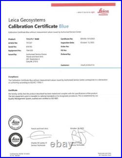 Leica TS12 P 2 Total Station with CS15 Controller & Bats Blue Calibration Cert
